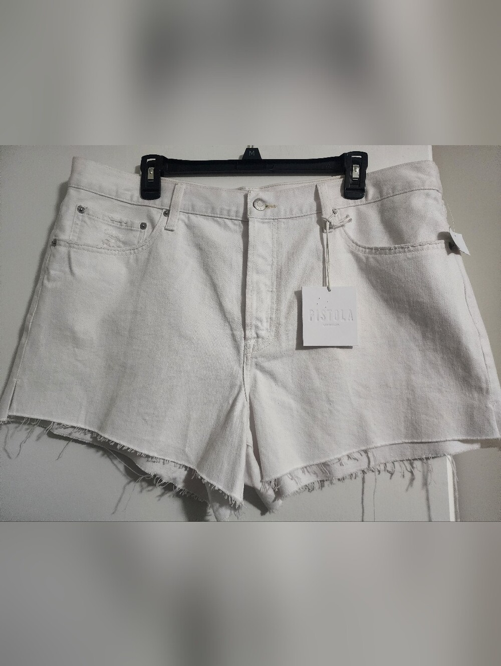 NWT Womens Pistola Relaxed High Rise Vintage White Shorts Connor Blank Canvas 33